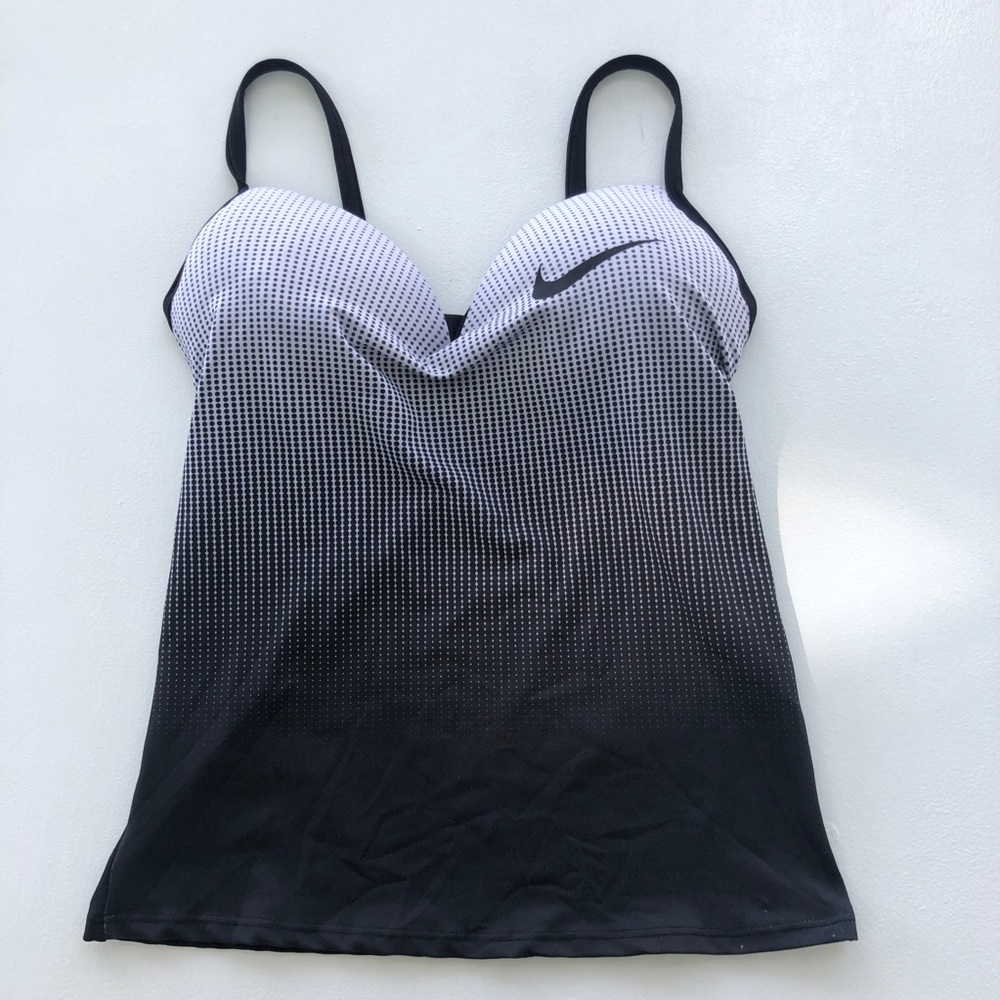 Nike Black White Polka Dot Gradient Tankini Swimsuit Top Swimwear